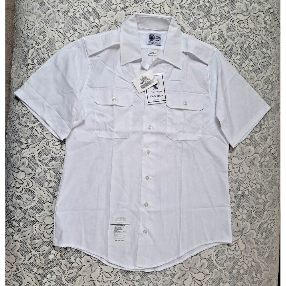 Defense Logistics Agency Shirt Men's 16.5 Garrison Collection White Poly Cotton